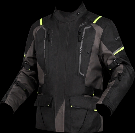 LS2 NARVIK TEXTILE JACKET BLACK HI VIZ YELLOW